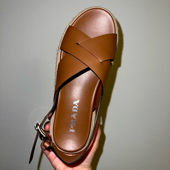 【送料&関税込】Prada Sandals Brown Leather sandals Prada Brown size 35.5 IT in Leather - 49669839